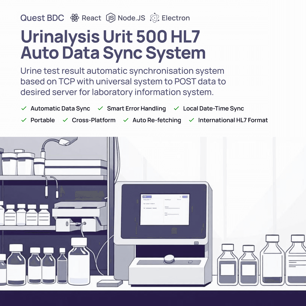 Urinalysis Urit 500 HL7 Auto Data Sync System
