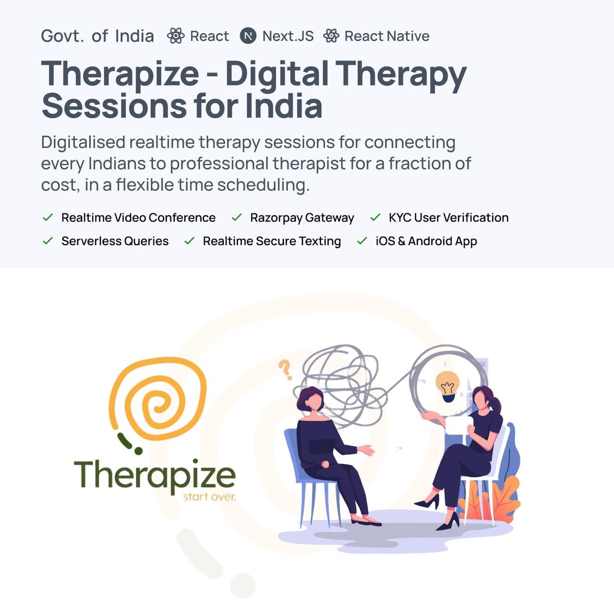 Therapize - Digital Therapy Sessions for India